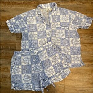 Joie Blue and White Patterned womens Pajama Set